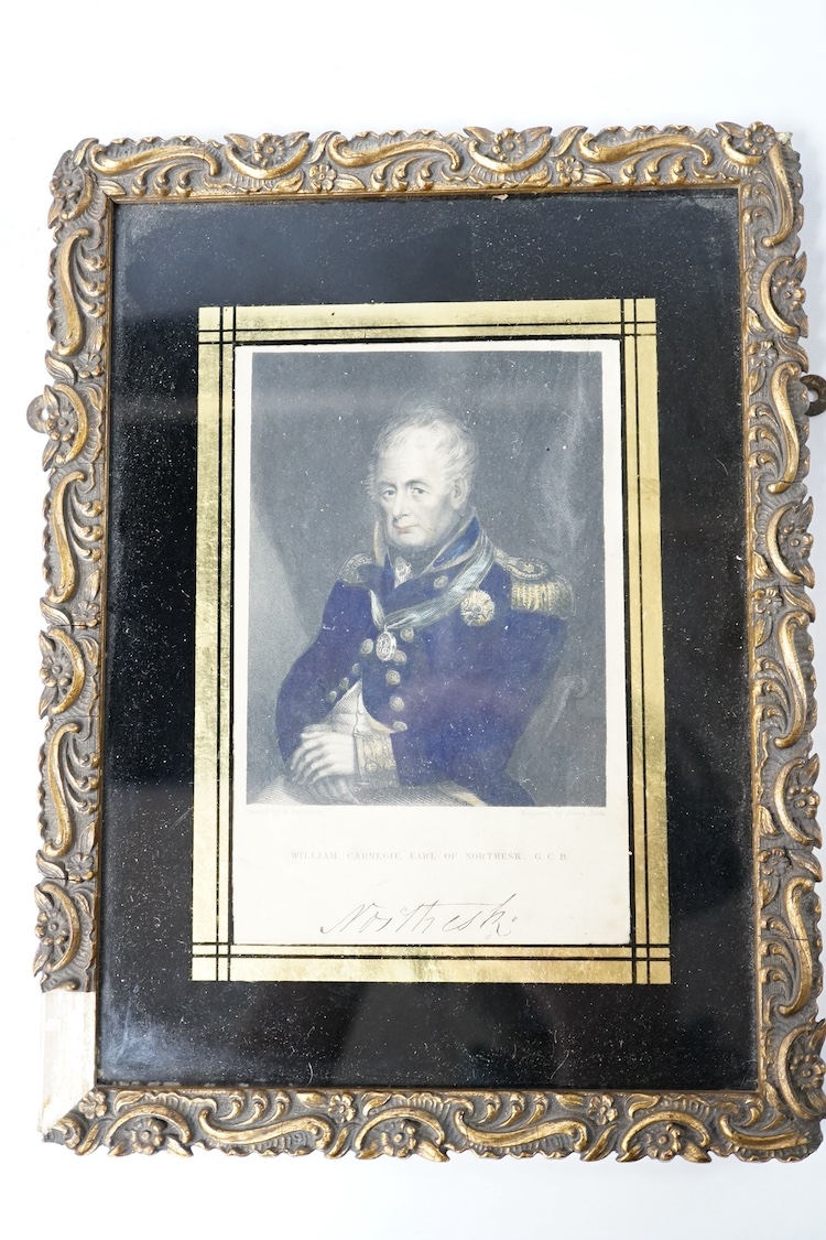 A First World War medal trio awarded to Lieut. W. Cleveland-Stevens. R.N.V.R., together with a miniature on ivory of a 19th century Captain with description to reverse, a signed military coloured engraving, a paper knife